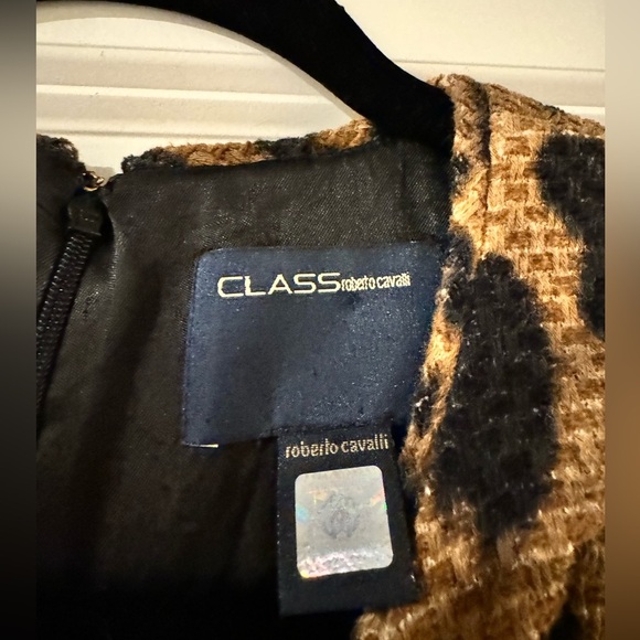 Roberto Cavalli Class Leopard Fitted Womens Dress Wool Cotton Blend Size 10 - Picture 3 of 3